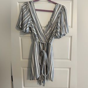 Blue and White Stripped Romper